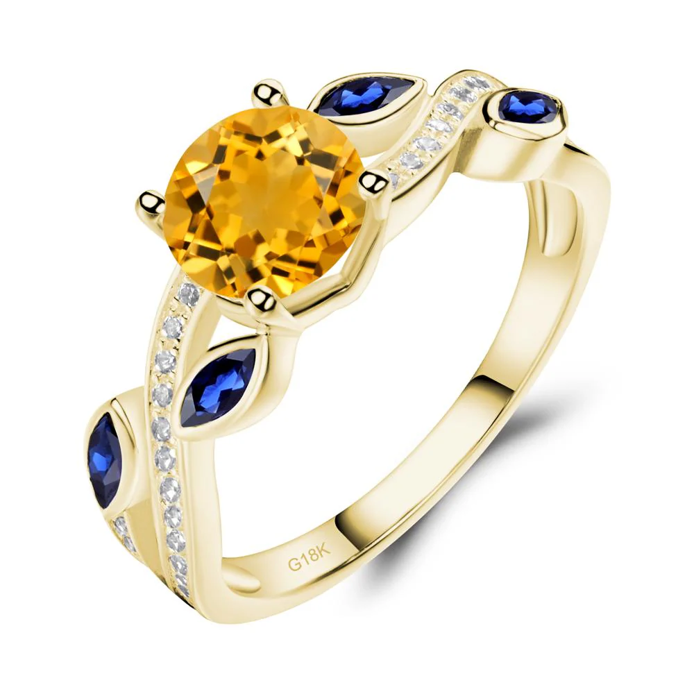 Citrine Engagement Ring with Leaf - Image 4