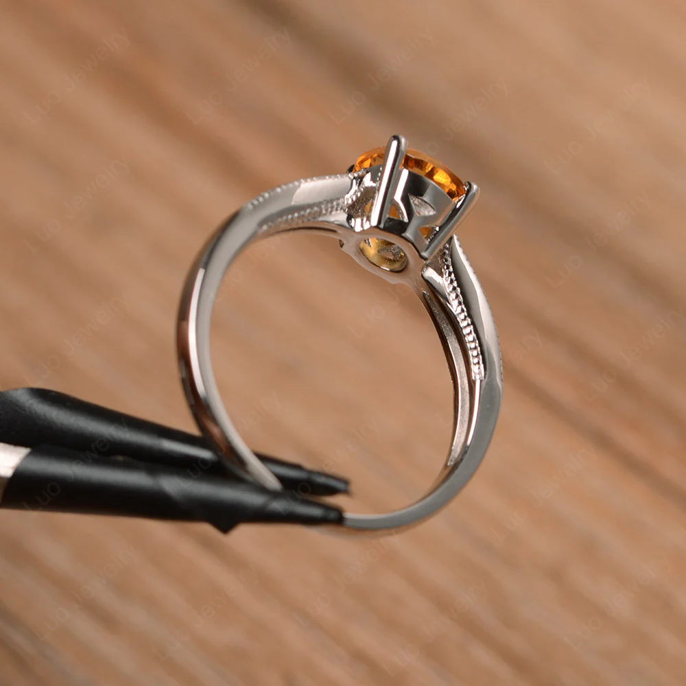 Citrine Round Solitaire Engagement Ring - Image 2