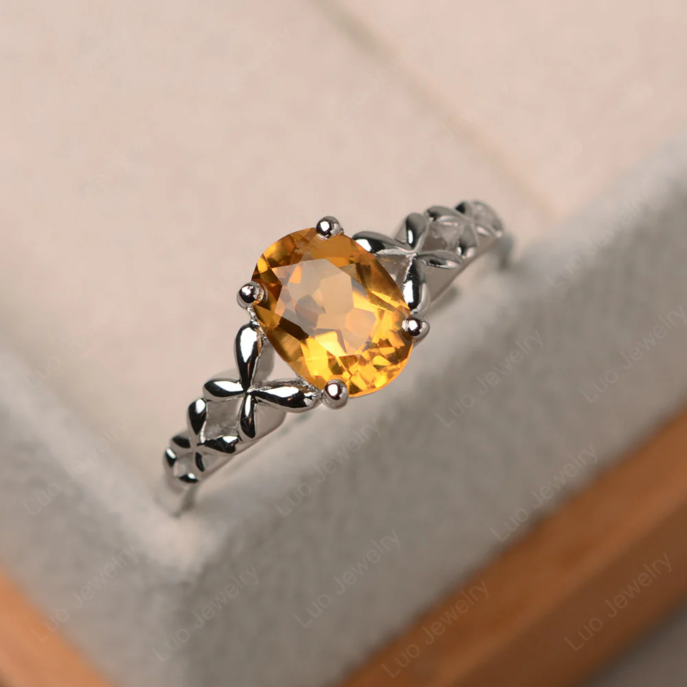Citrine Solitaire Oval Engagement Ring - Image 2