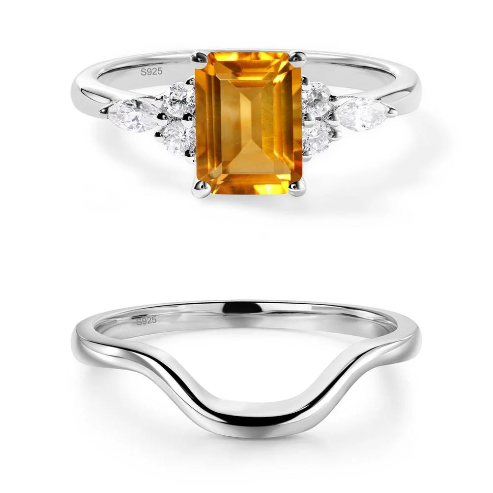 Simple Emerald Cut Citrine Ring - Image 19
