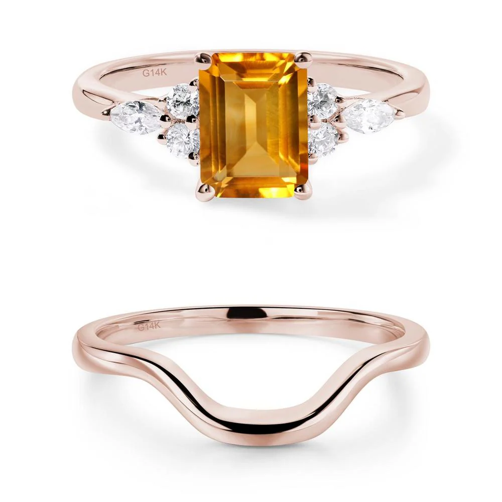 Simple Emerald Cut Citrine Ring - Image 21
