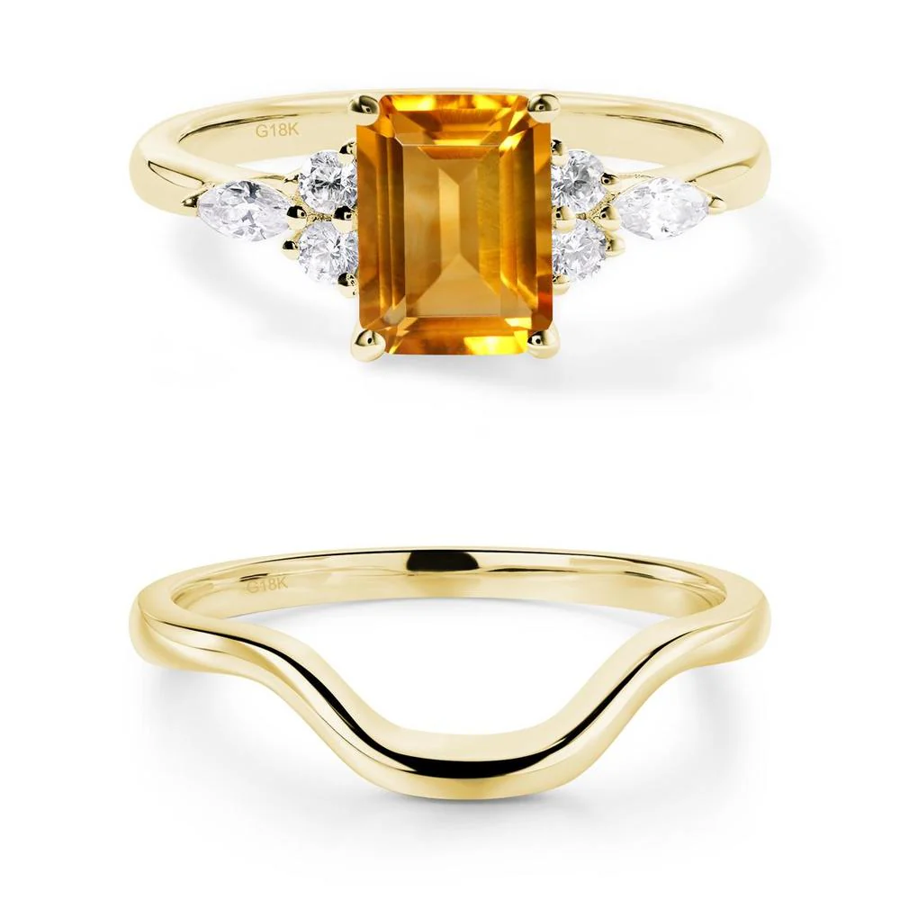 Simple Emerald Cut Citrine Ring - Image 23
