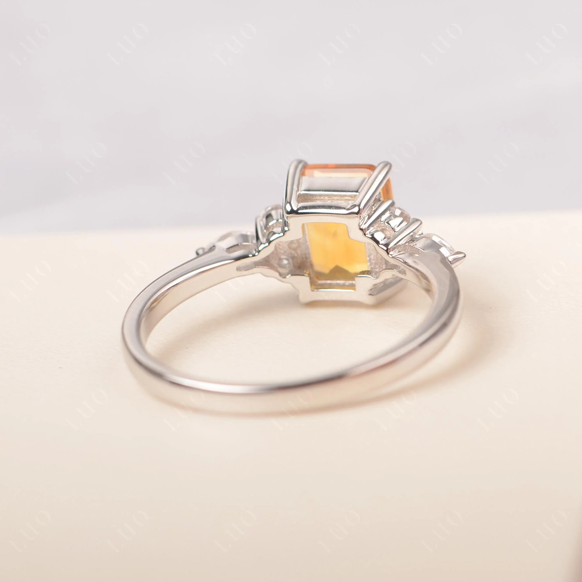Simple Emerald Cut Citrine Ring - Image 31