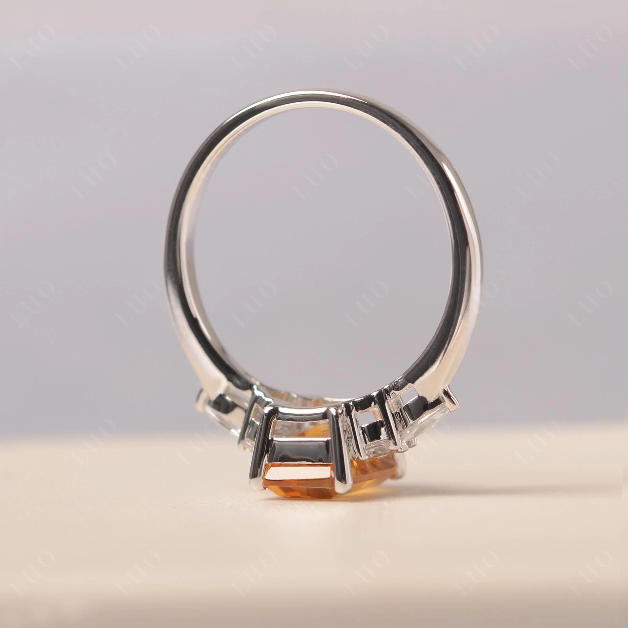Simple Emerald Cut Citrine Ring - Image 32