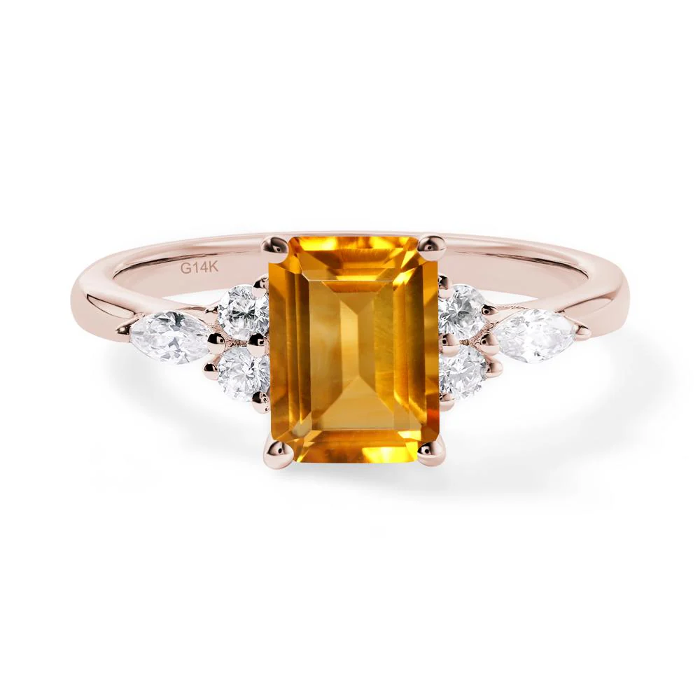 Simple Emerald Cut Citrine Ring - Image 6
