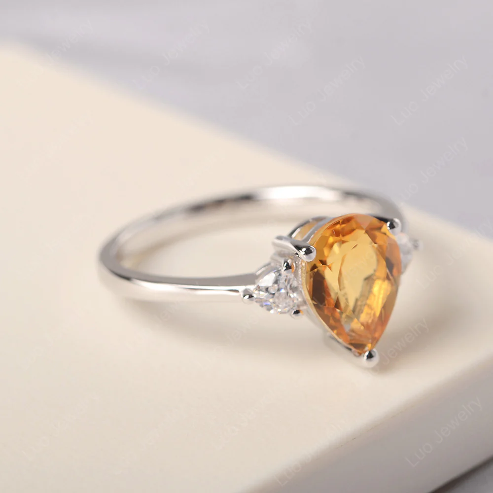 Teardrop Citrine Trilogy Ring - Image 2