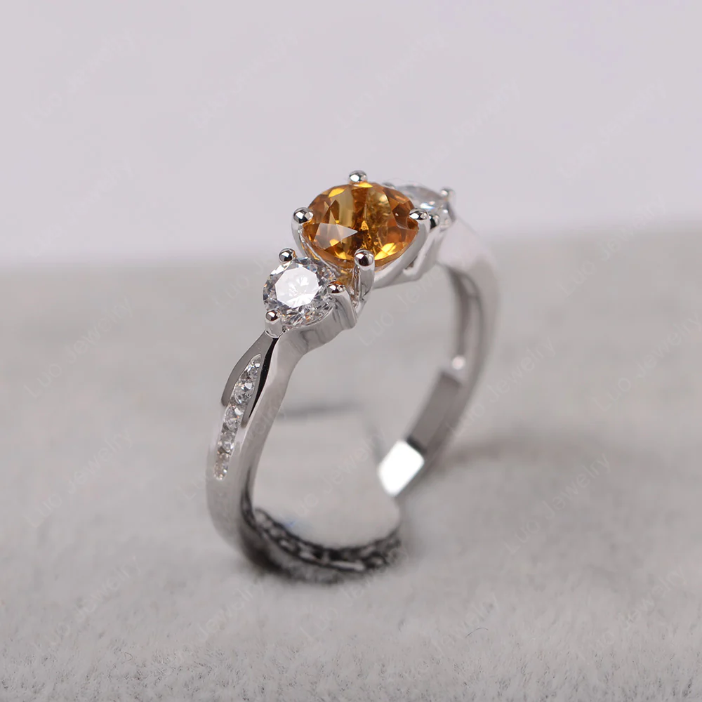 Citrine Three Stone Engagement Ring - Image 2