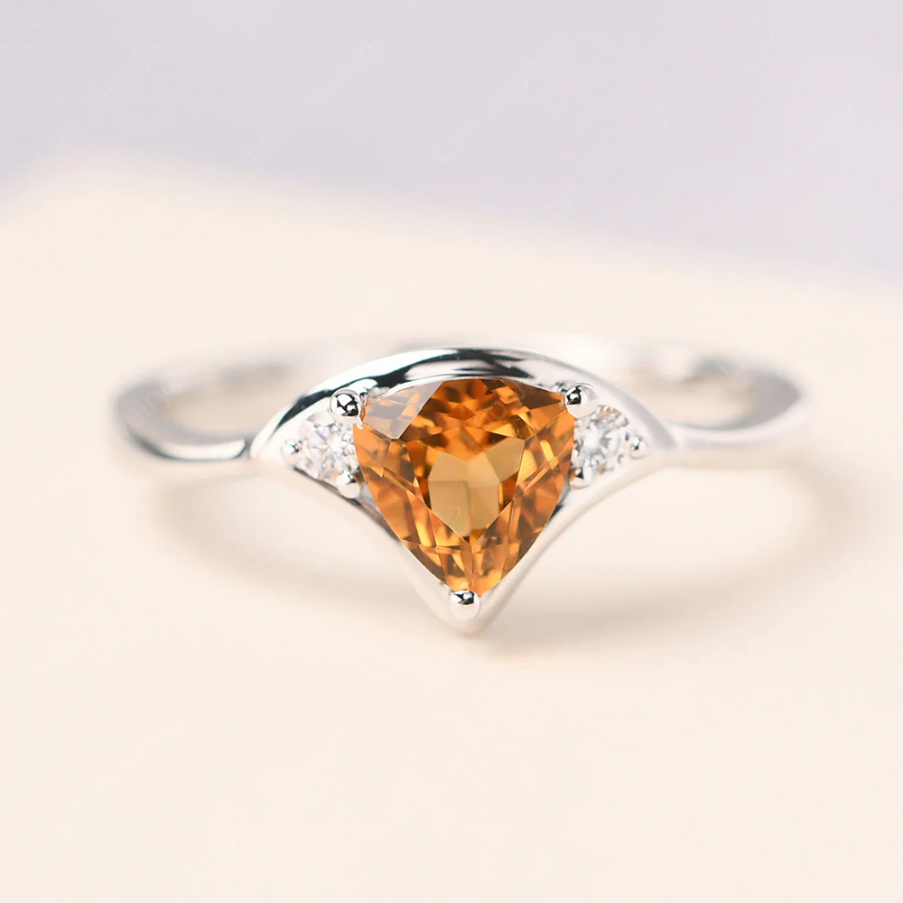 Scalloped Citrine Engagement Ring