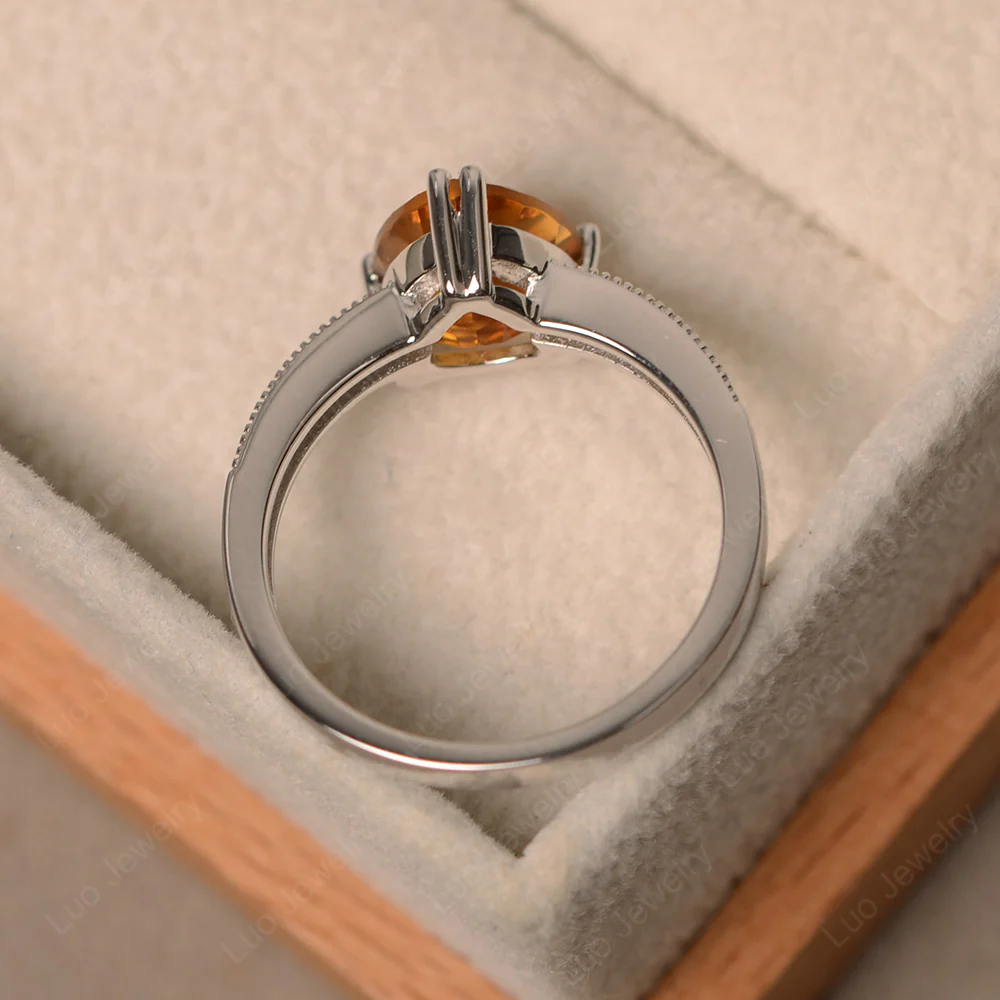 Trillion Cut Citrine Double Prong Ring - Image 3