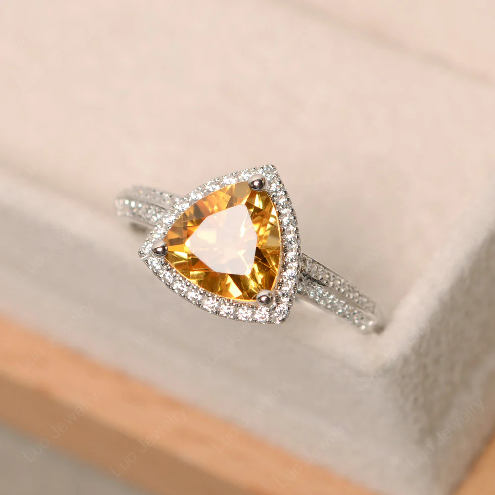 Luxury Citrine Halo Engagement Ring - Image 3