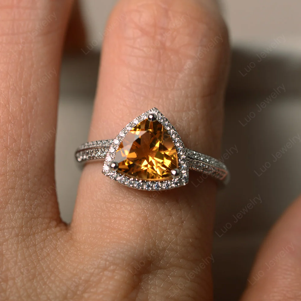 Luxury Citrine Halo Engagement Ring - Image 4