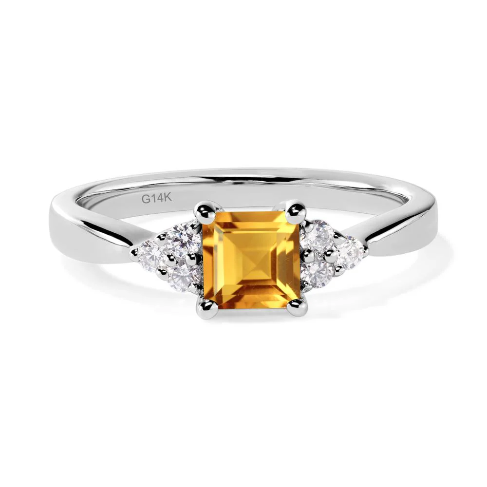 Square Cut Citrine Petite Ring - Image 3
