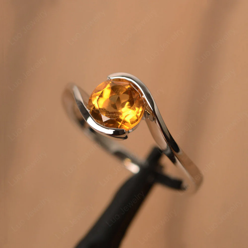 Citrine Bezel Set Solitaire Ring - Image 2