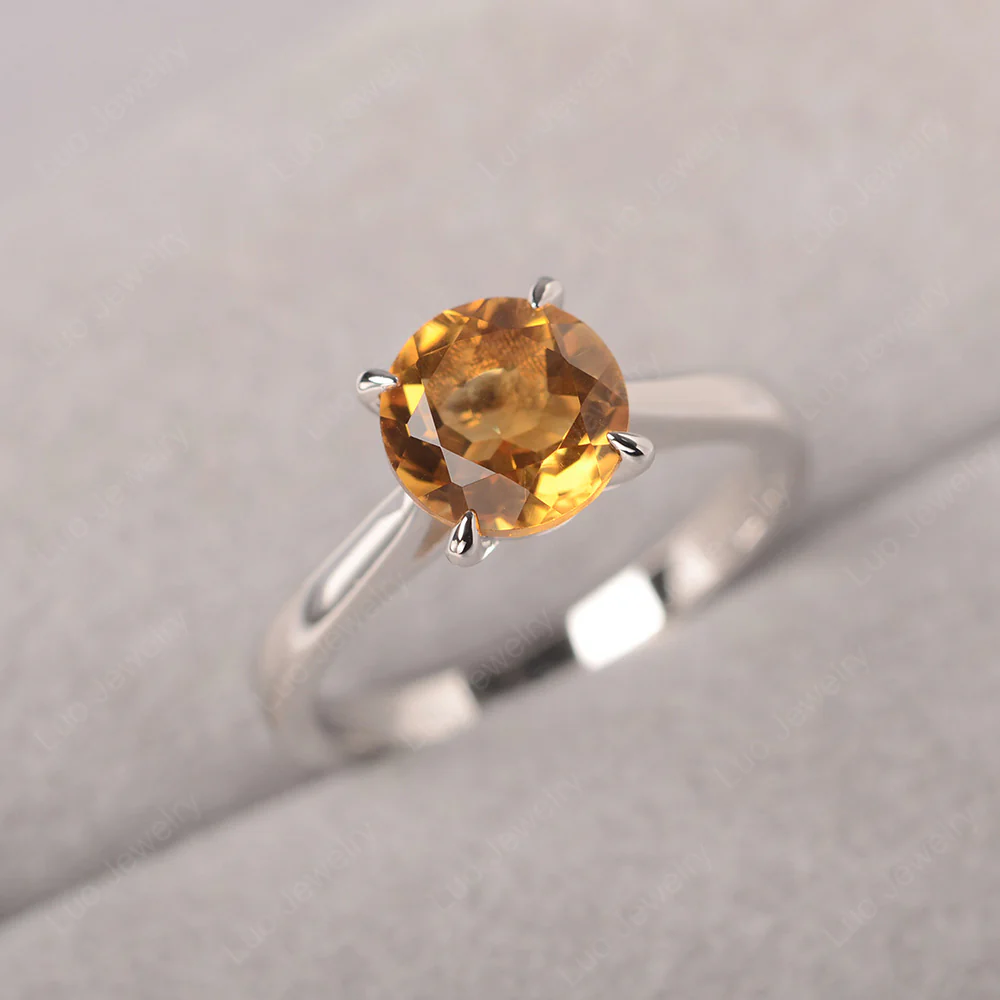 Citrine Four Claw Solitaire Ring - Image 2