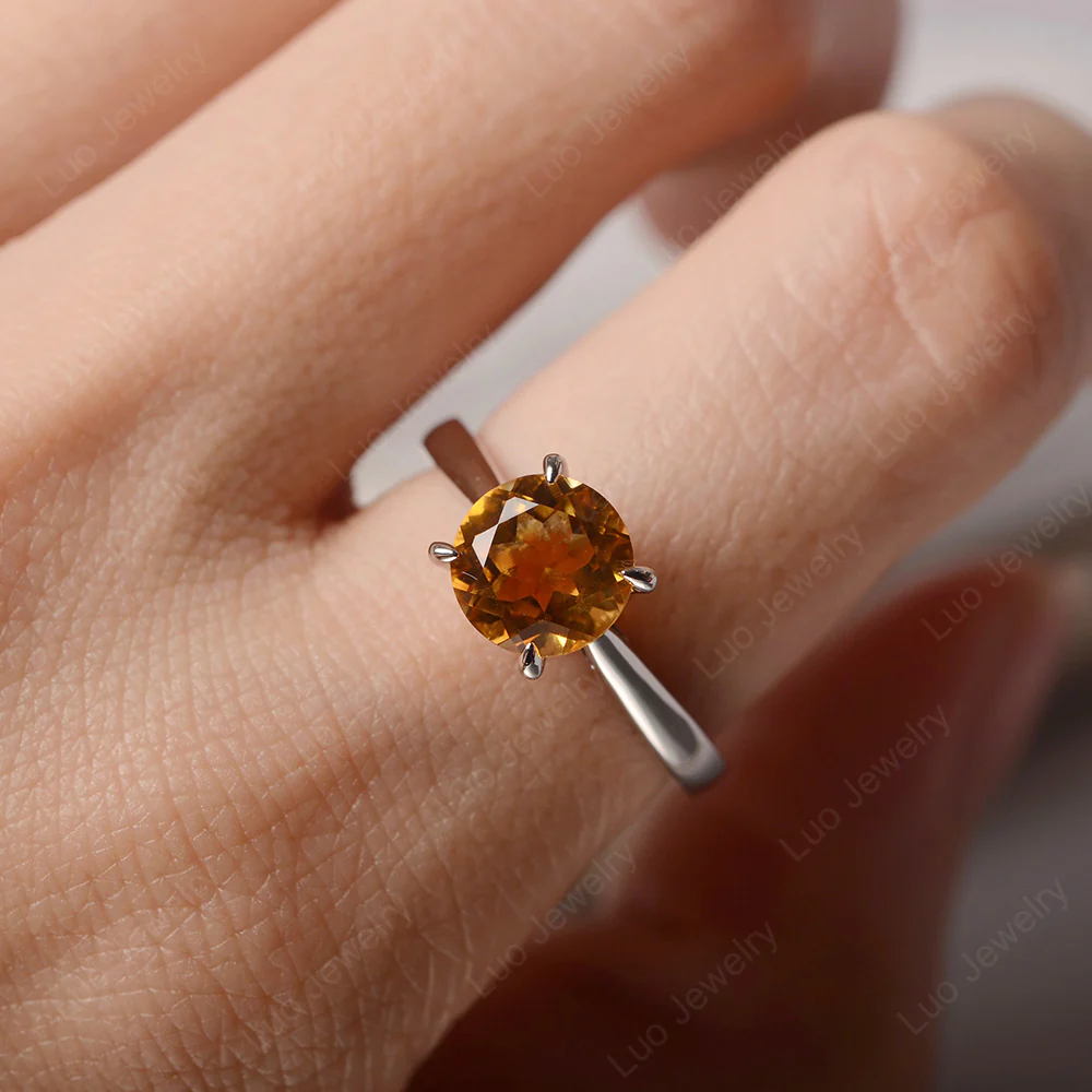 Citrine Four Claw Solitaire Ring - Image 5
