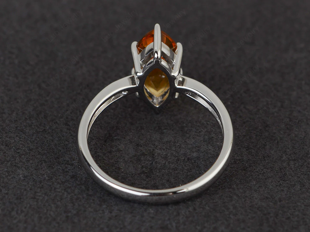 Marquise Cut Six Prong Citrine Ring - Image 3
