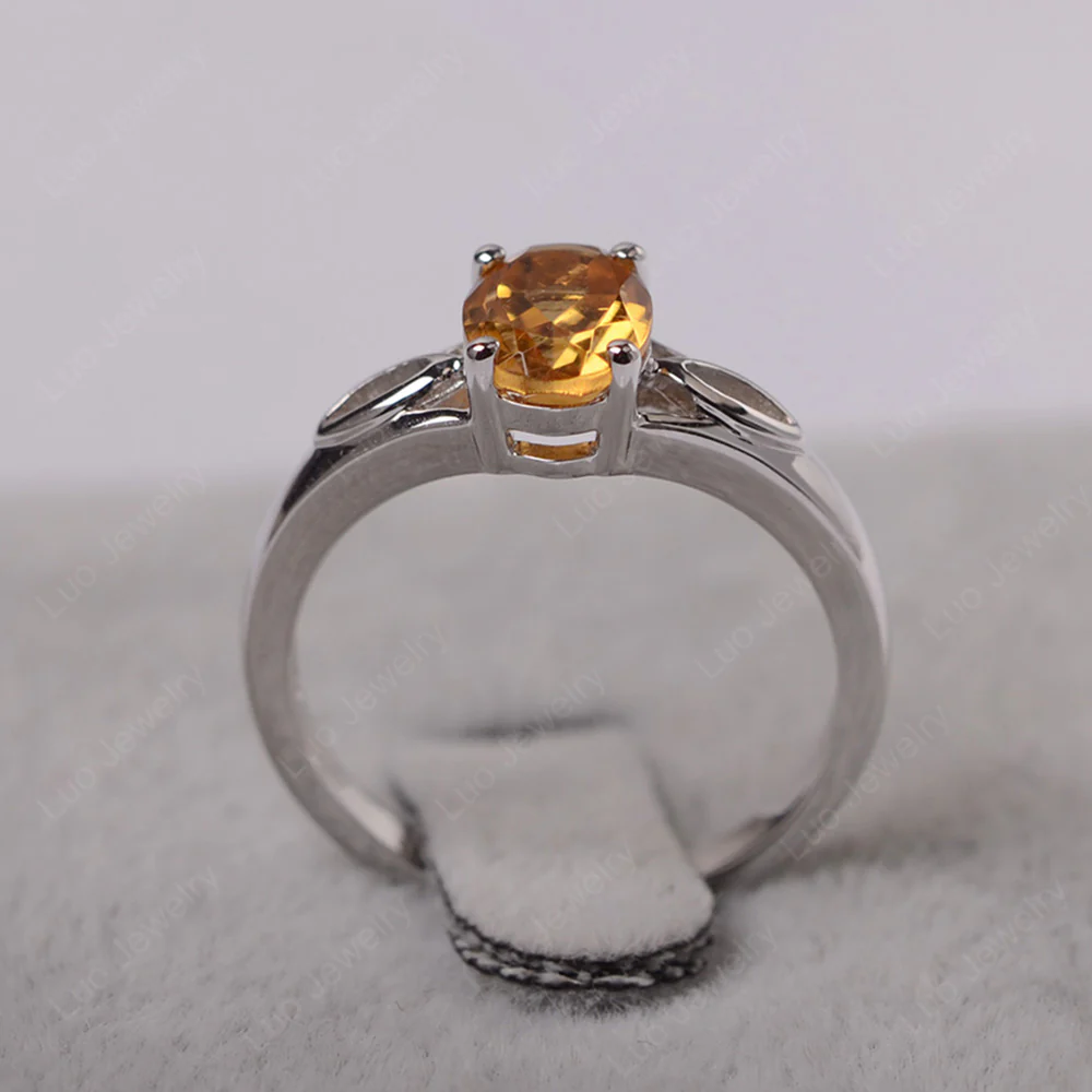 Oval Citrine Solitaire Split Shank Ring - Image 3