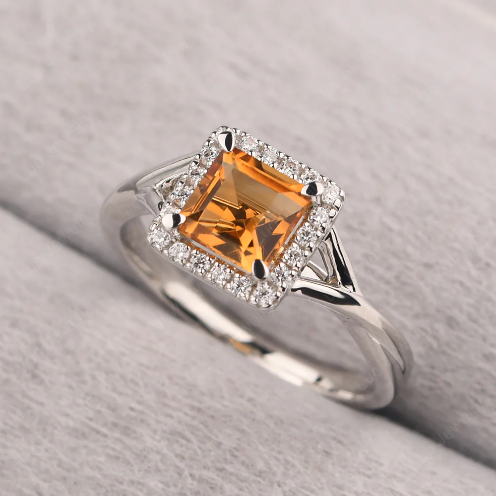 Citrine Split Shank Halo Engagement Ring - Image 3