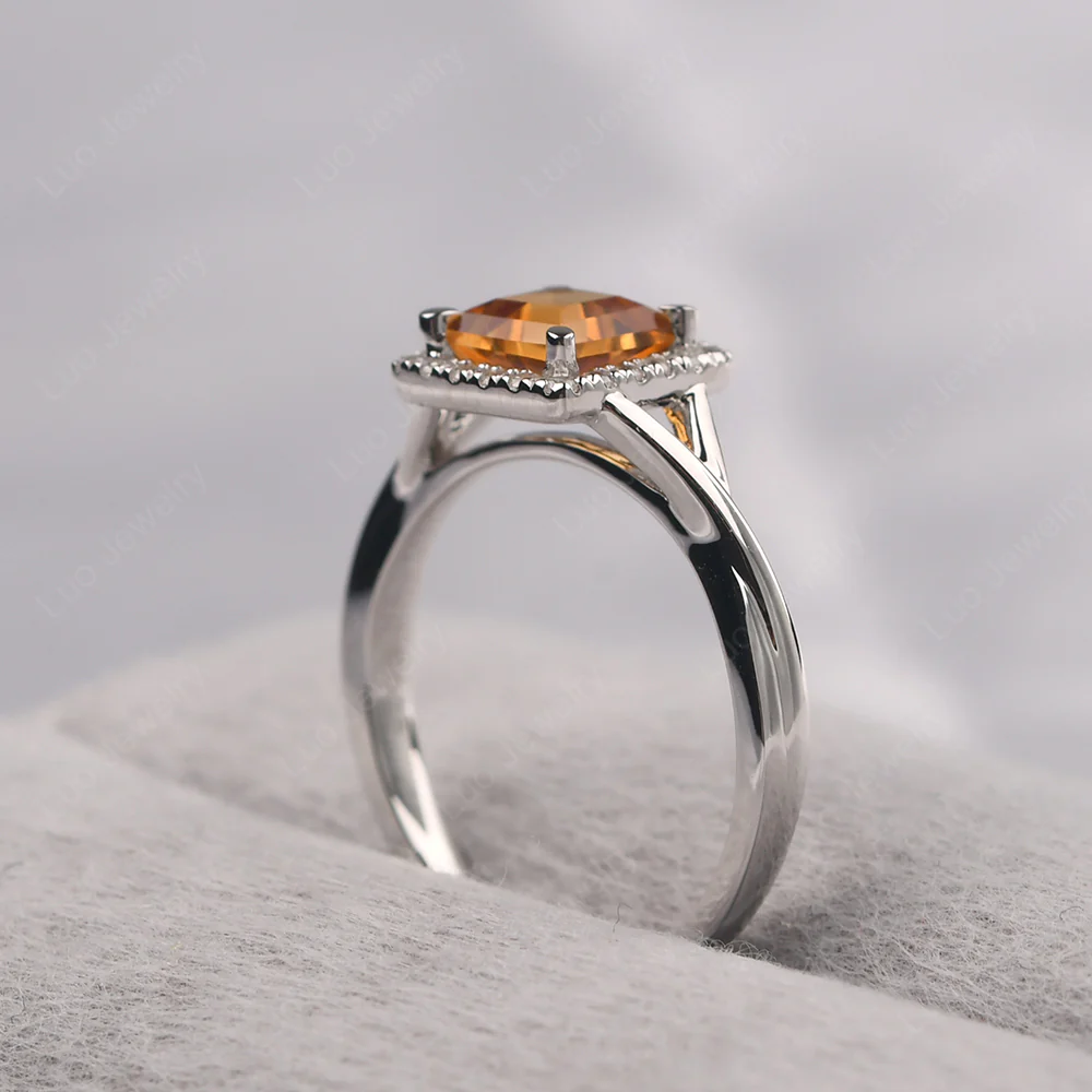 Citrine Split Shank Halo Engagement Ring - Image 5