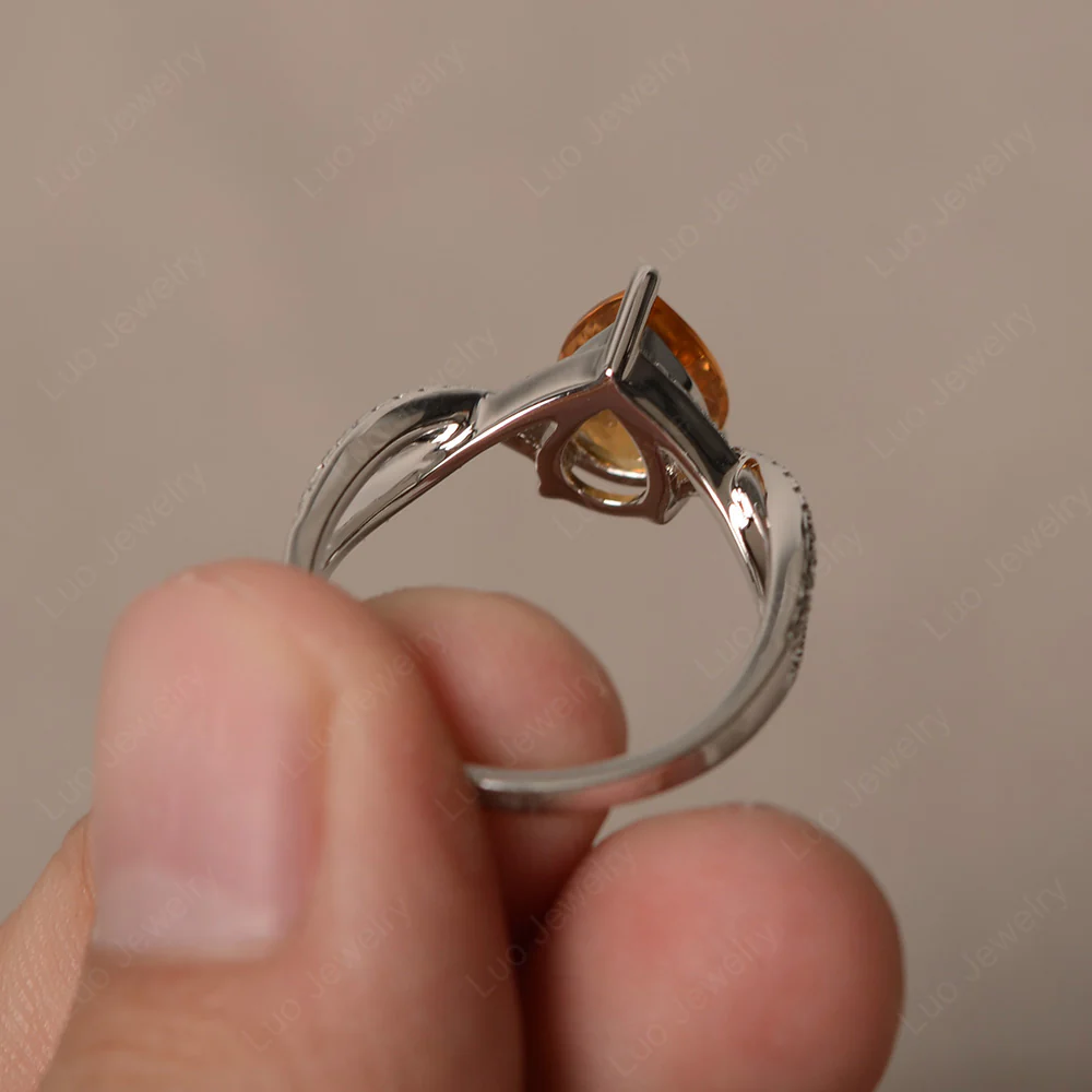 Citrine Split Shank Pear Engagement Ring - Image 2