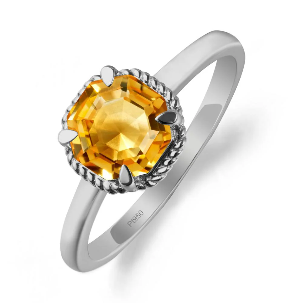 Citrine Sterling Silver Octagon Ring