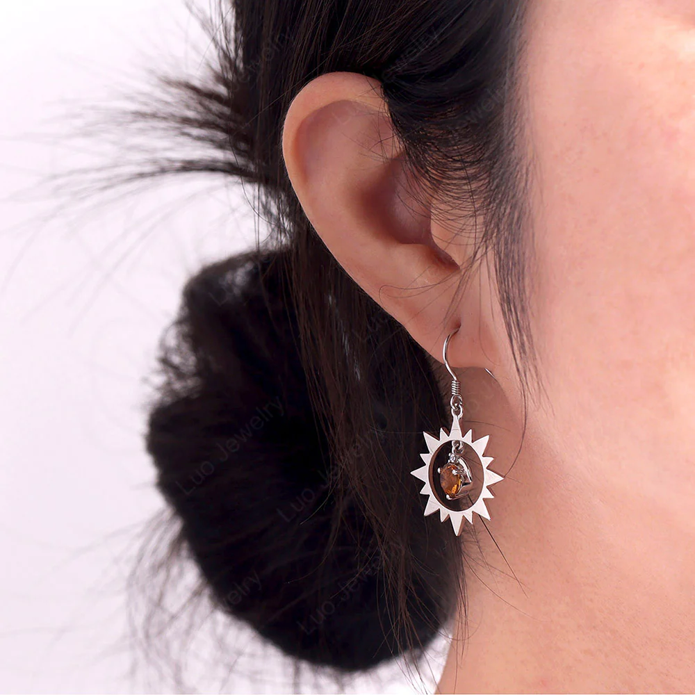 Citrine Sun and Moon Dangle Earrings - Image 4