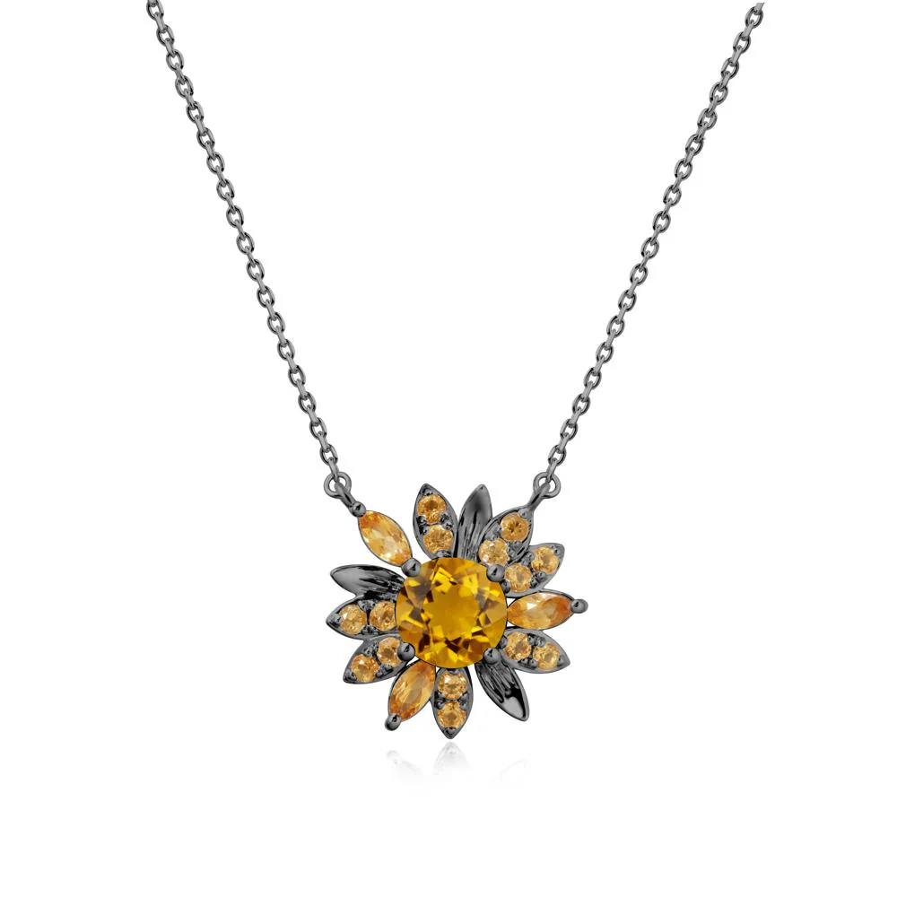 Citrine Sunflower Pendant Necklace