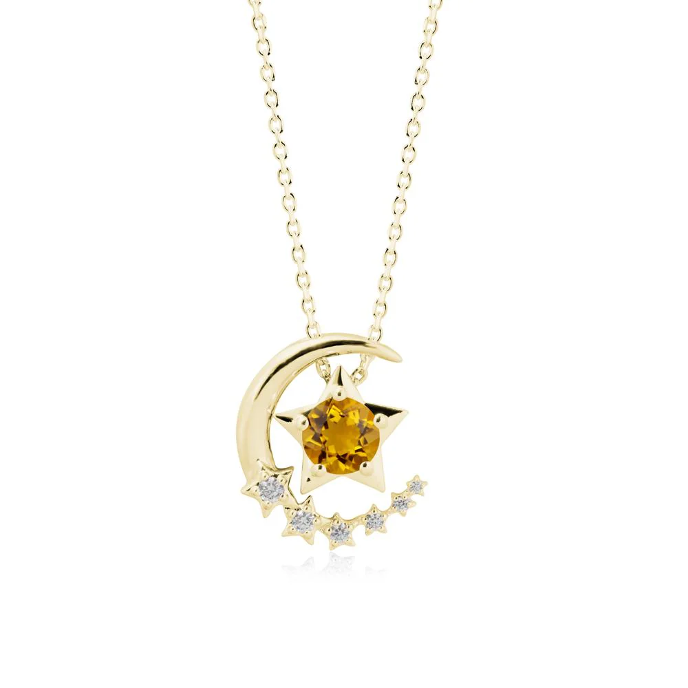 Citrine Swinging Star and Crescent Moon Necklace - Image 6
