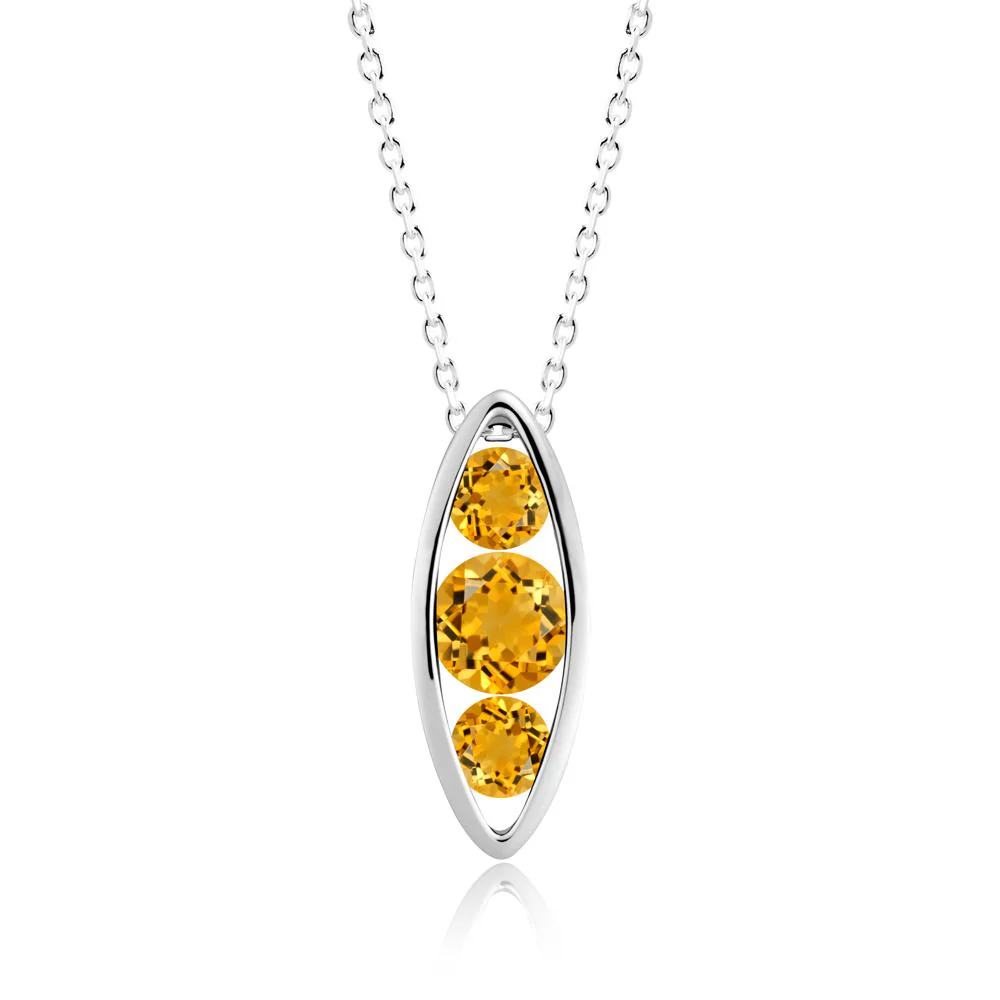 Citrine Three-Stone Marquise Pendant Necklace - Image 2