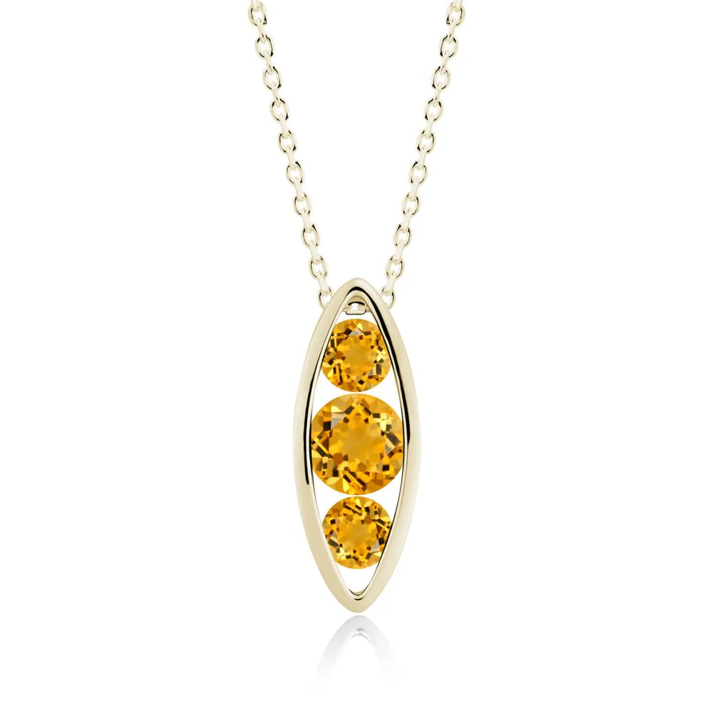 Citrine Three-Stone Marquise Pendant Necklace - Image 4