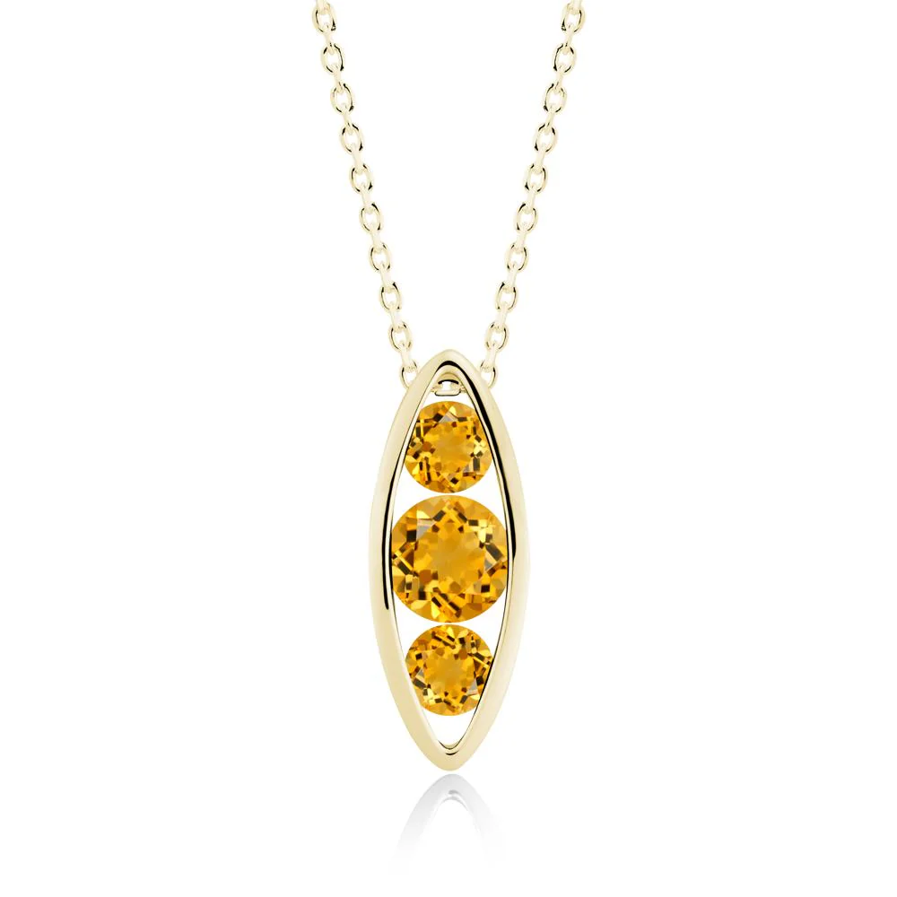 Citrine Three-Stone Marquise Pendant Necklace - Image 6
