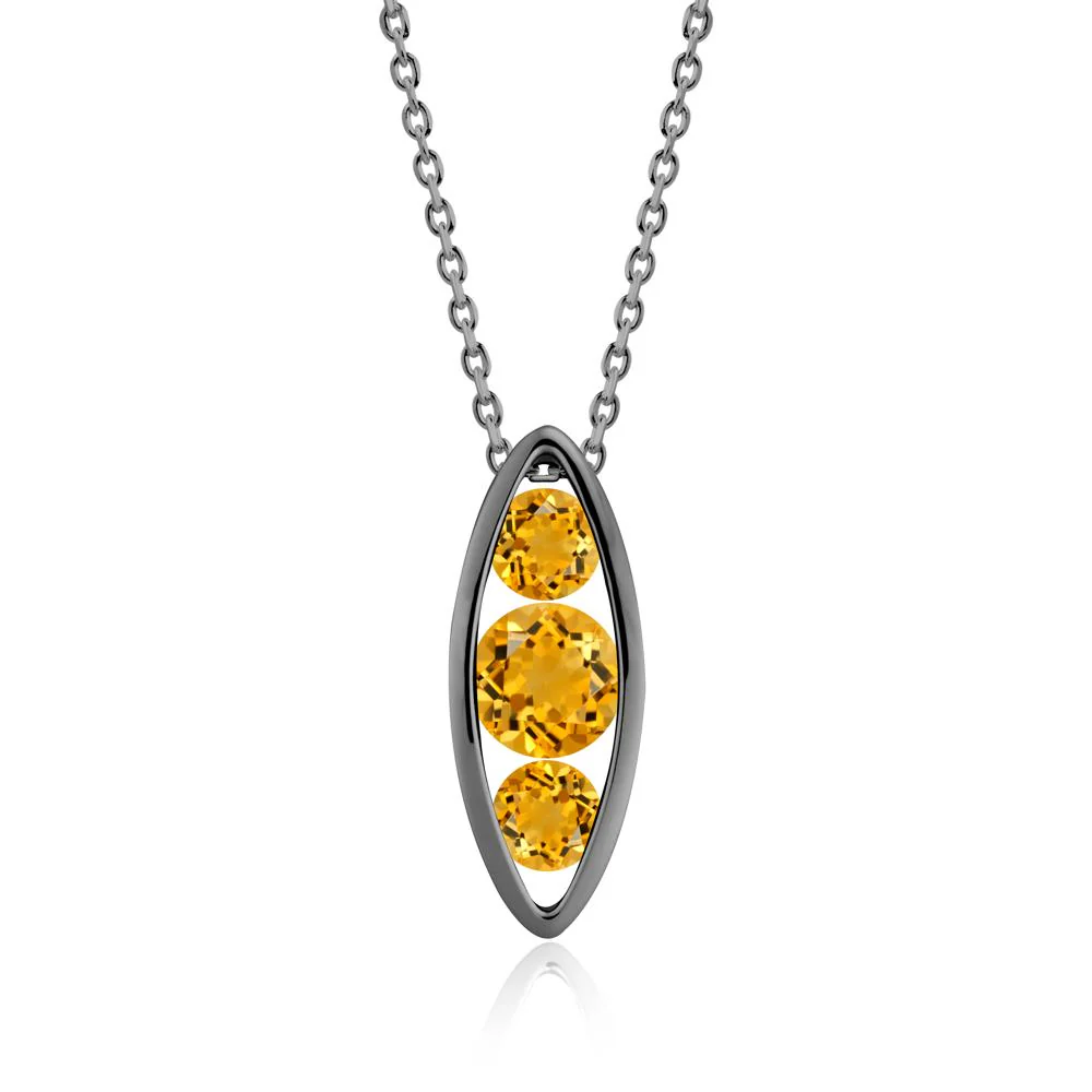 Citrine Three-Stone Marquise Pendant Necklace - Image 9