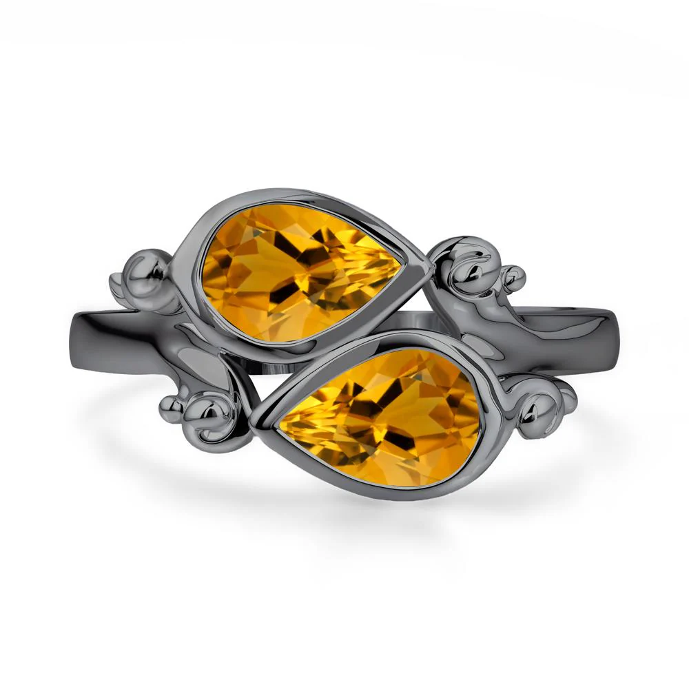 Citrine Two Stone Bezel Set Ring - Image 3