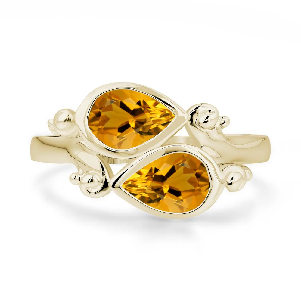 Citrine Two Stone Bezel Set Ring - Image 4