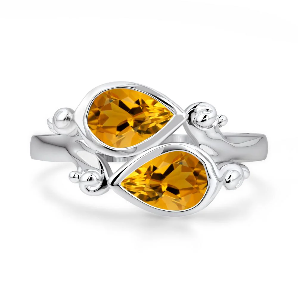 Citrine Two Stone Bezel Set Ring - Image 7