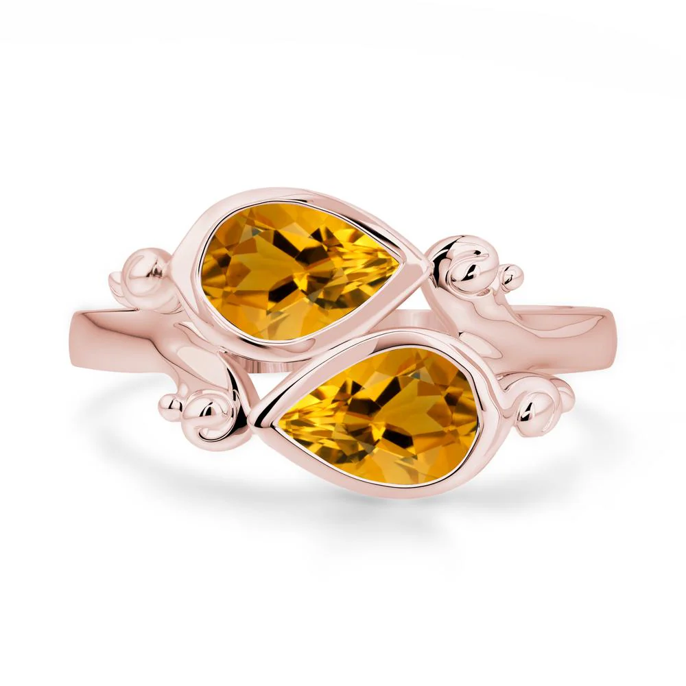 Citrine Two Stone Bezel Set Ring - Image 9