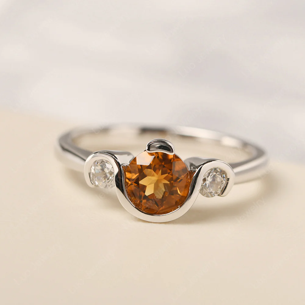 Citrine Vintage Bezel Set Engagement Ring