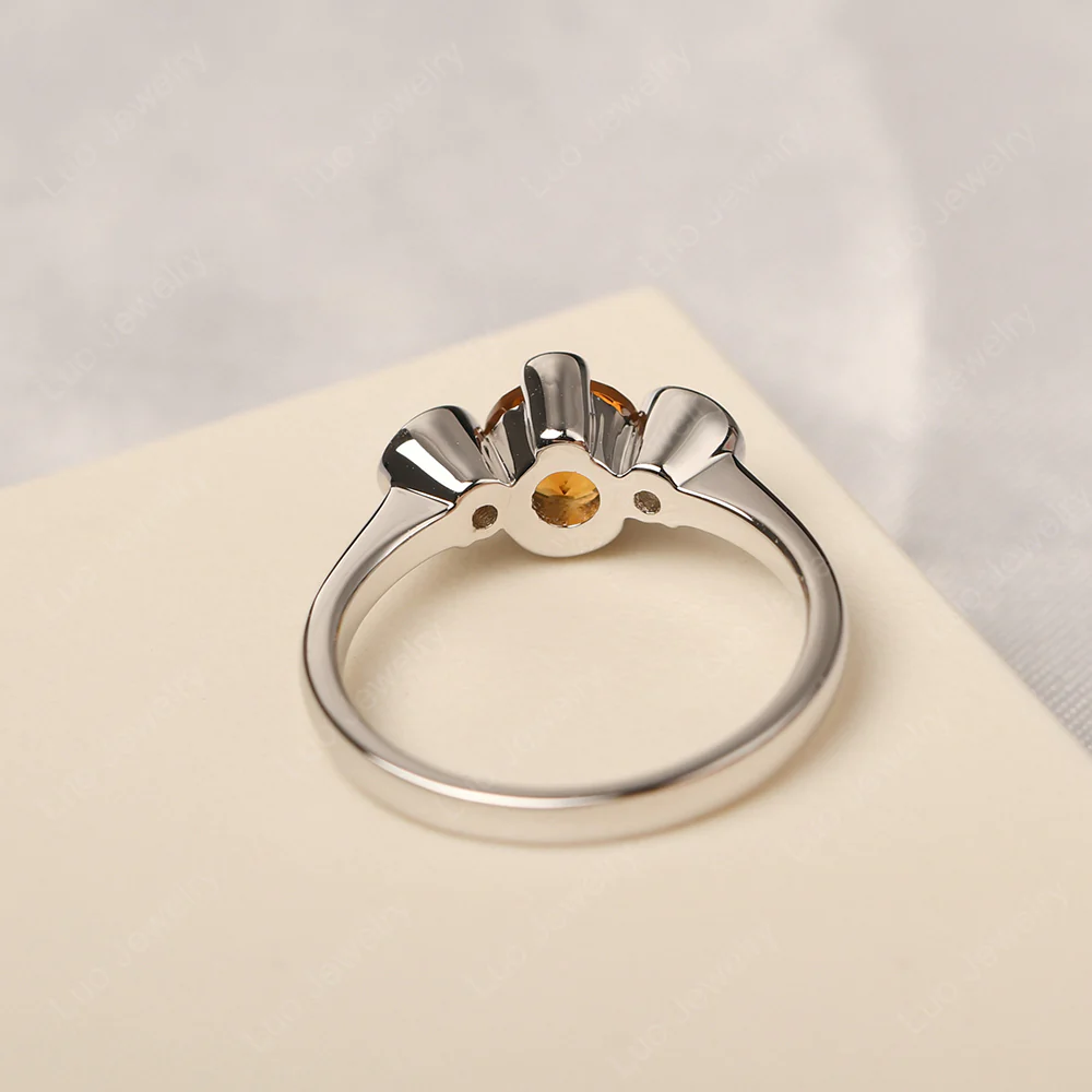 Citrine Vintage Bezel Set Engagement Ring - Image 3