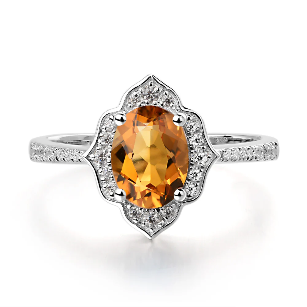 Citrine Floral Engagement Ring