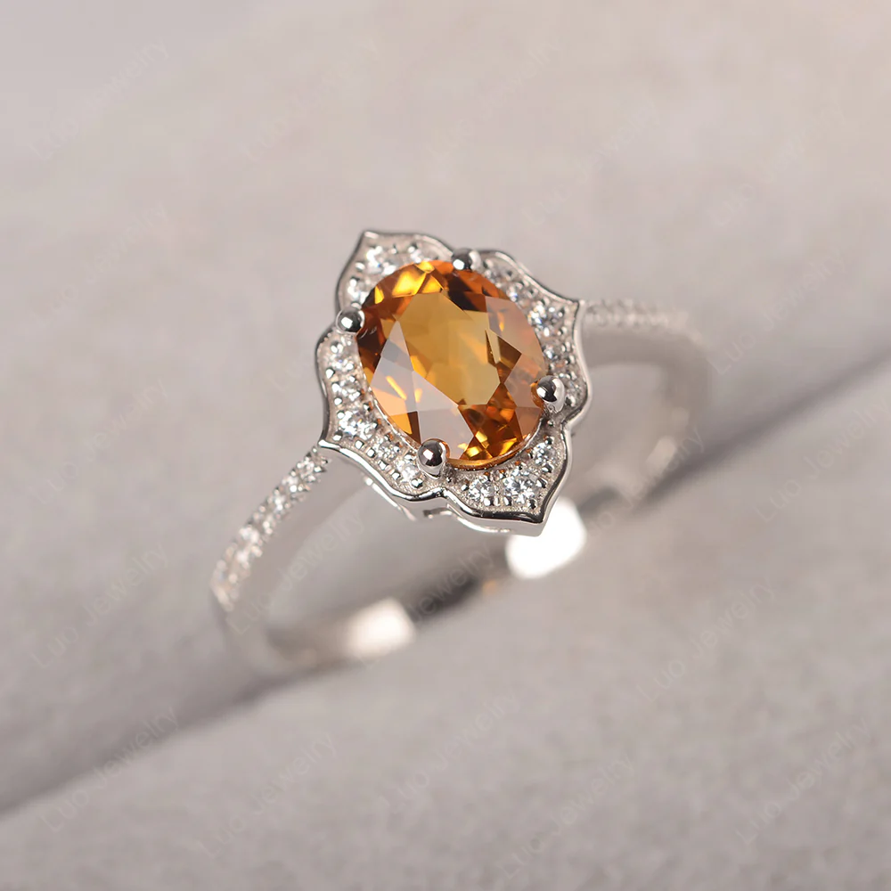 Citrine Floral Engagement Ring - Image 2