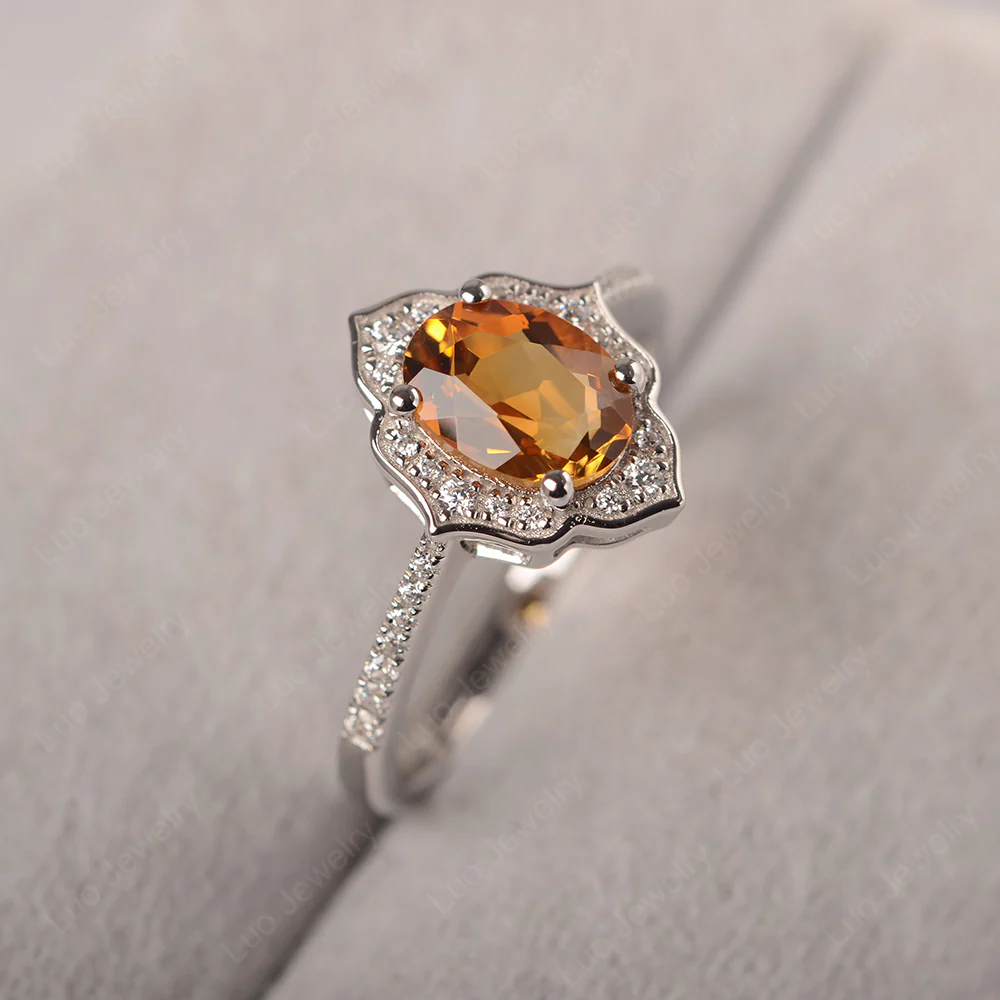 Citrine Floral Engagement Ring - Image 3