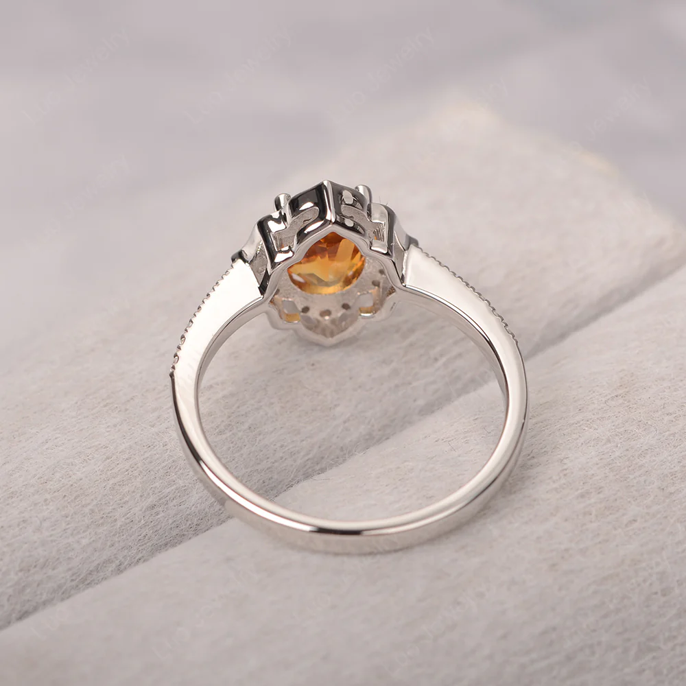 Citrine Floral Engagement Ring - Image 4