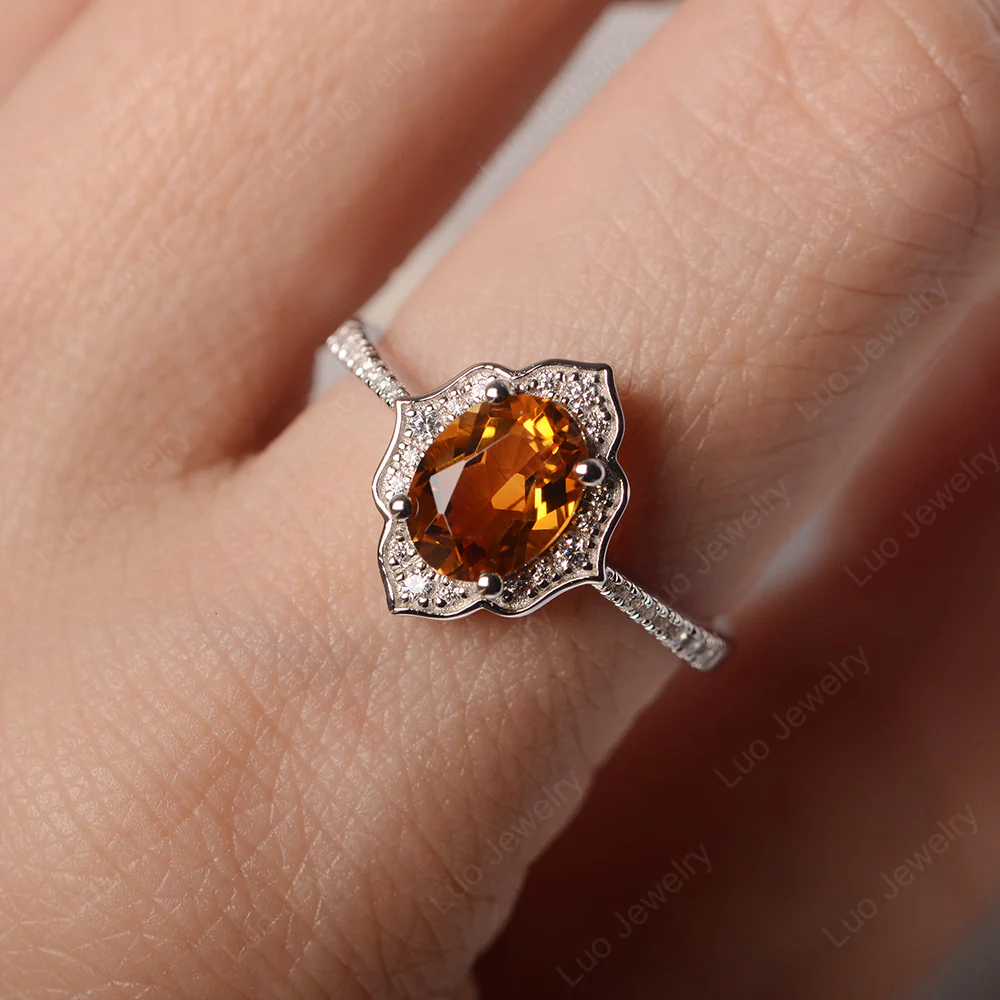Citrine Floral Engagement Ring - Image 6