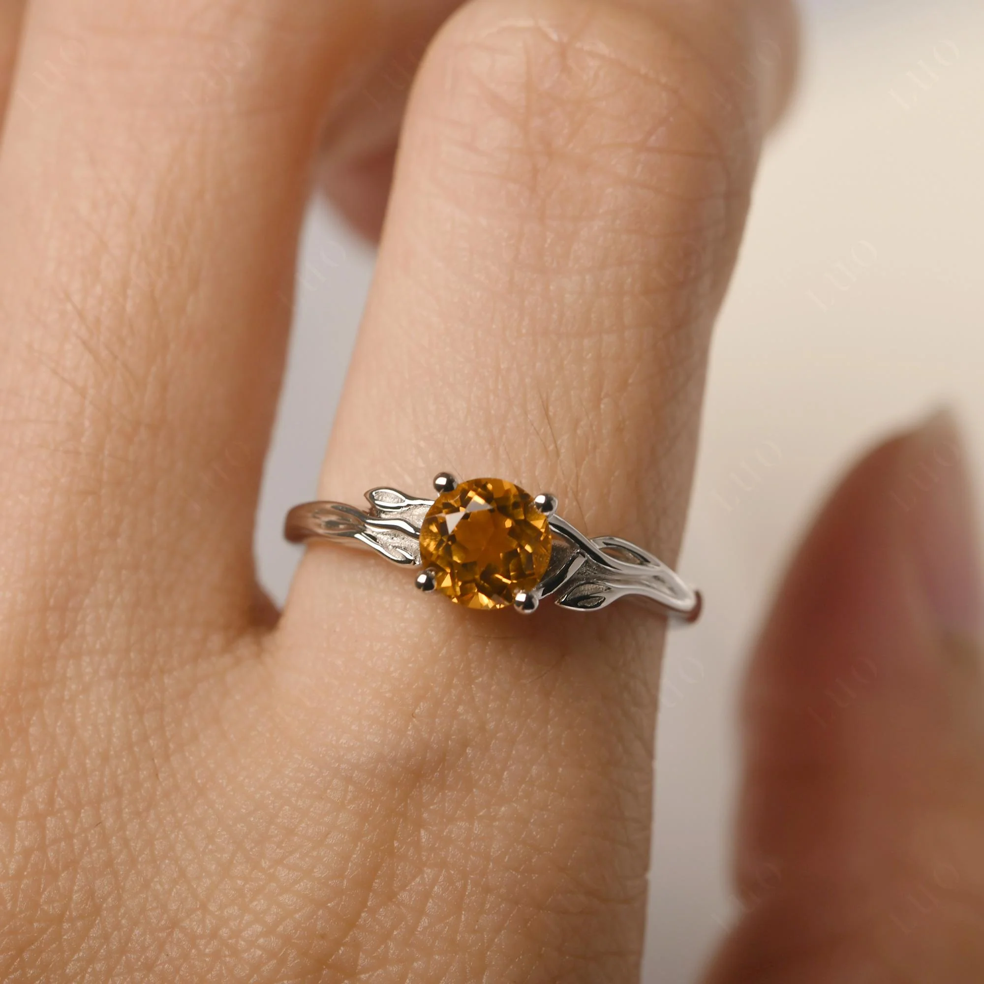 Petite Citrine Tender Leaf Ring - Image 14