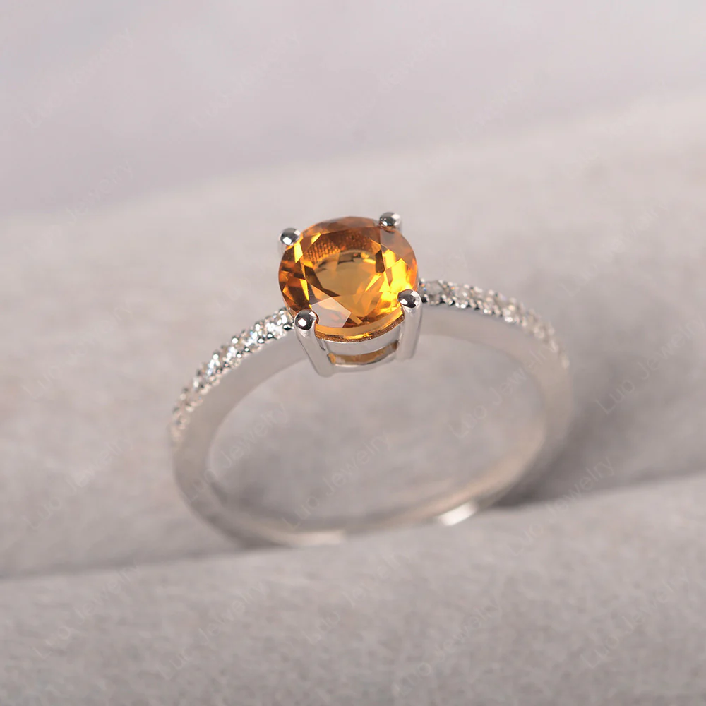 Simple Round Citrine Ring - Image 2