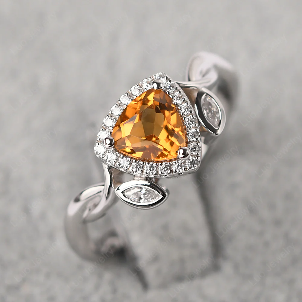 Trillion Cut Citrine Art Deco Ring - Image 3