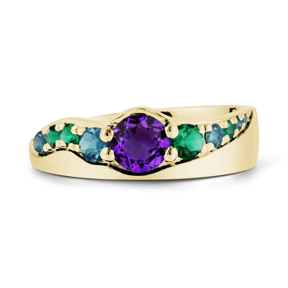 Cluster Amethyst Ring with Wide Band - Image 6