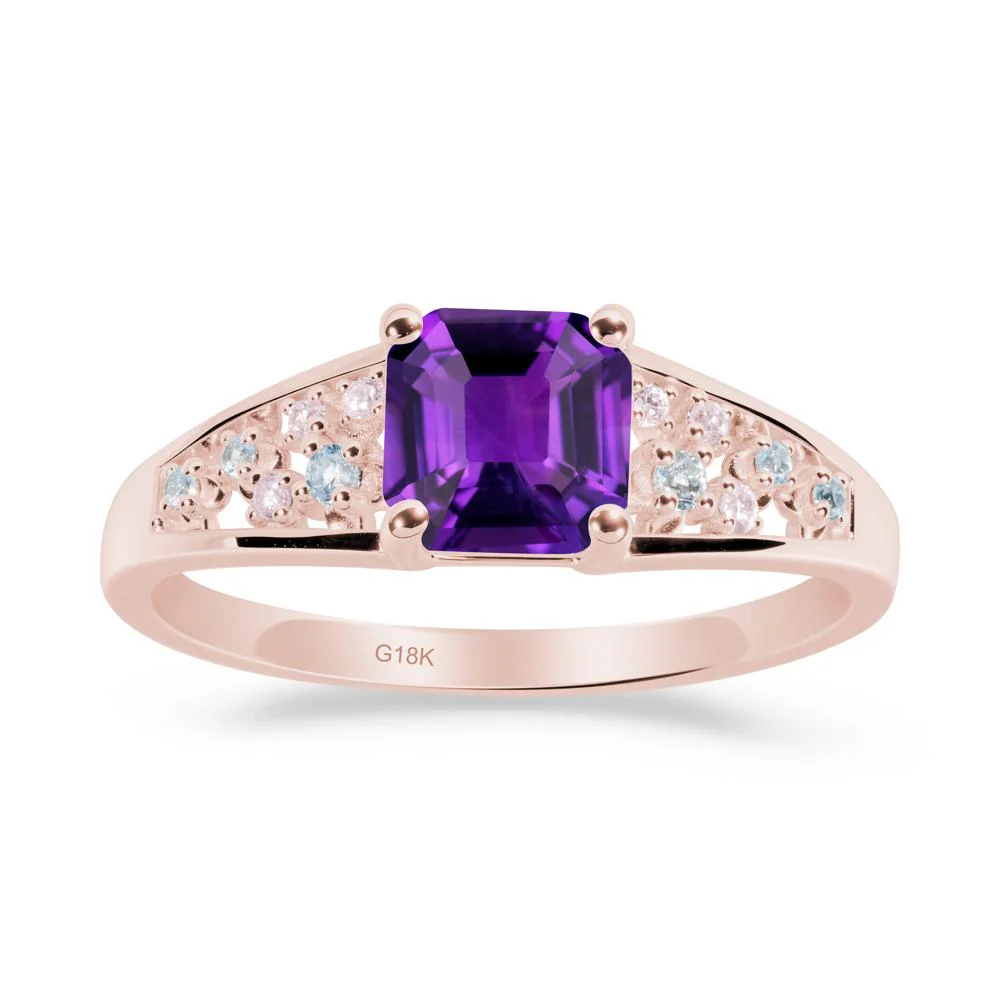 Cluster Asscher Cut Amethyst Ring - Image 7