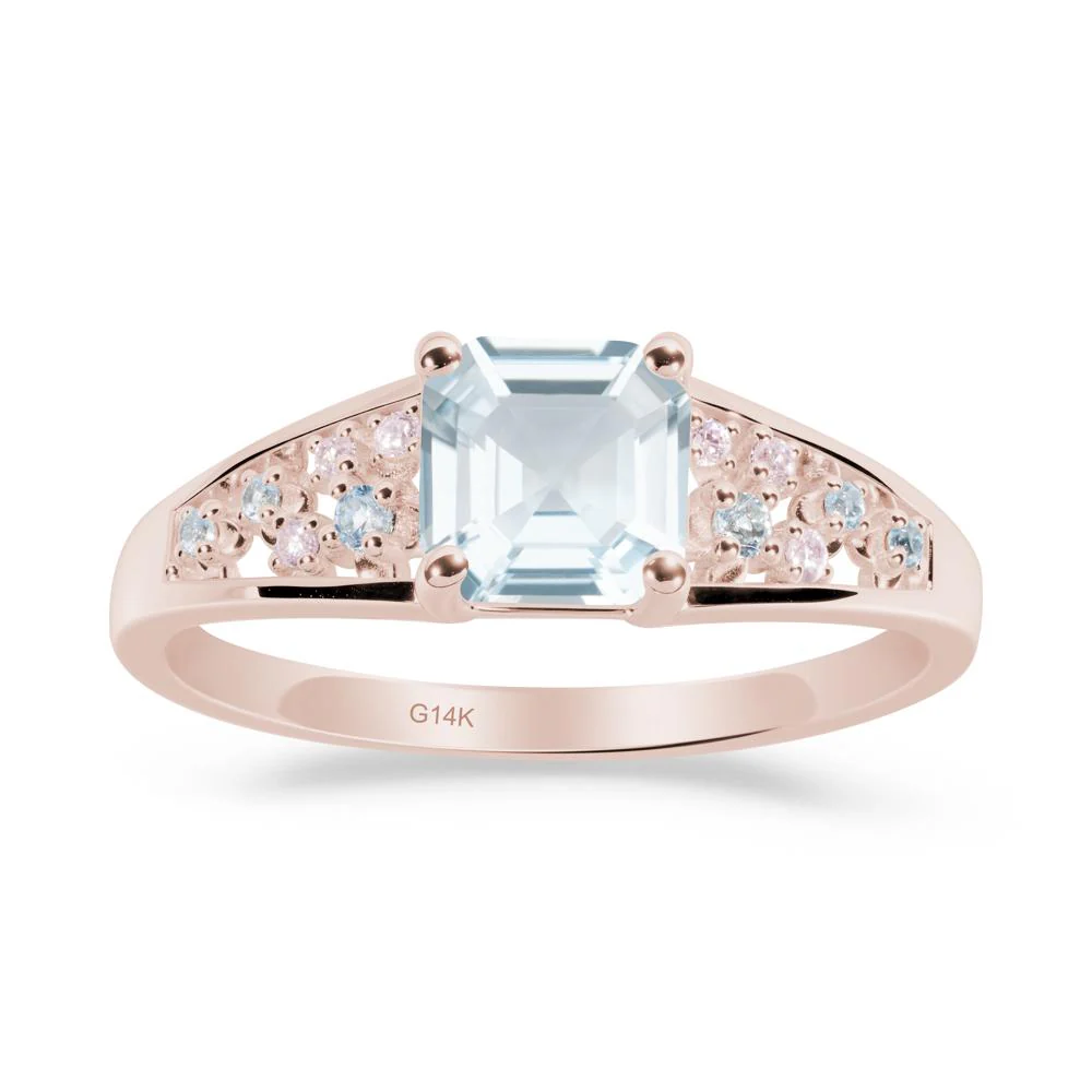 Cluster Asscher Cut Aquamarine Ring