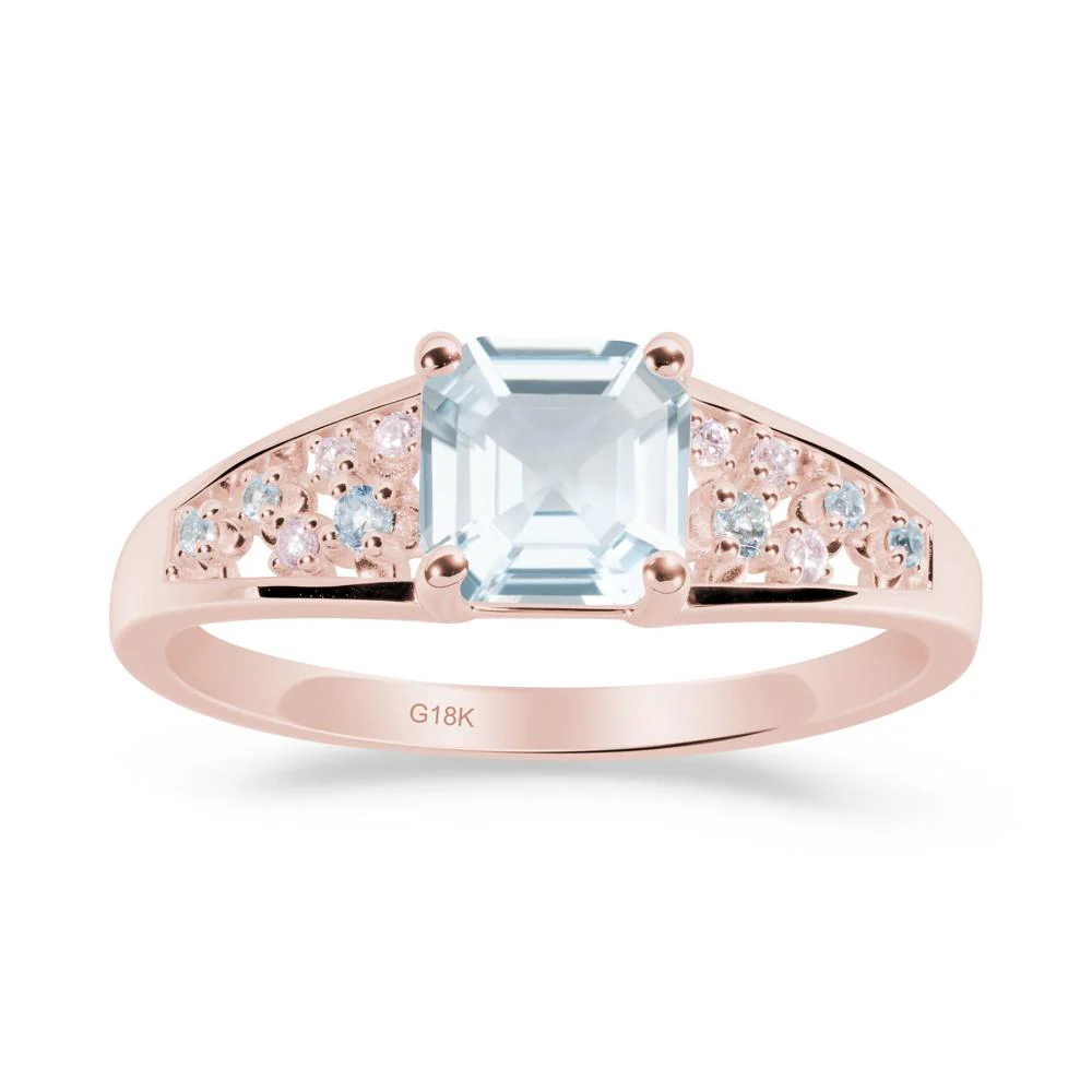 Cluster Asscher Cut Aquamarine Ring - Image 5